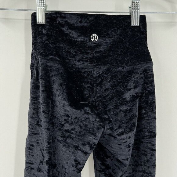 Lululemon Wunder Lounge High-Rise Tight 28" *Crushed Velvet Navy Blue 0 *FLAW* - Picture 4 of 5